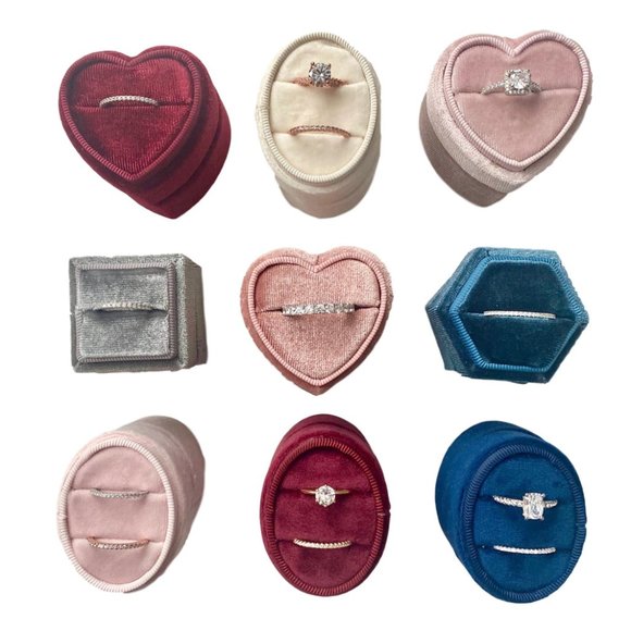 Luxury Velvet Ring Box - Heart Shaped - Pale Pink - Picture 3 of 5